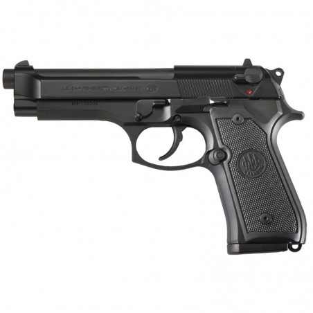 Beretta M9, DA/SA, Full Size, 9MM, 4.9" Barrel, Alloy Frame, Matte Black Finish, Polymer Grips, Ambidextrous Safety, 3 Dot Sigh