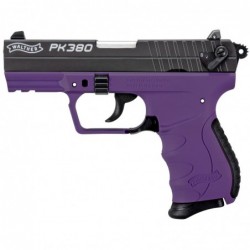 View 1 - Walther PK380, Semi-automatic, Double/Single, Compact, 380ACP, 3.6", Polymer, Cerakote Black, Slide, Purple Frame, 8Rd, 1 Magaz