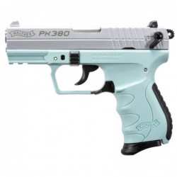 Walther PK380 Semi-automatic, Double/Single Action Compact, 380ACP, 3.6" Barrel, Polymer Frame, Angel Blue Finish, Adjustable S