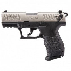 Walther P22-CA, Semi-automatic, Double Action/Single Action, Compact, 22LR, 3.4", Polymer, Nickel, 10Rd, 1 Mag, Fixed Barrel, A
