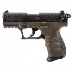Walther P22-CA, Semi-automatic, Double Action/Single Action, Compact, 22LR, 3.4", Polymer, Military Green, 10Rd, 1 Mag, Fixed B