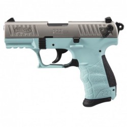 Walther P22-CA, Semi-automatic, Double Action/Single Action, Compact, 22LR, 3.4", Polymer, Angel Blue, 10Rd, 1 Mag, Fixed Barre