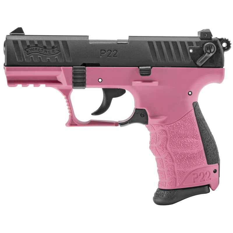 Walther P22Q, Semi-automatic, Double Action, Compact, 22LR, 3.4" Barrel, Polymer Frame, Hot Pink Finish, 10Rd 2 Magazines, 3 Do