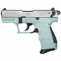 Walther P22Q, Semi-automatic, Double Action. , Compact, 22LR, 3.4" Barrel, Polymer Frame, Angel Blue Finish, 10Rd, 2 Mags, 3 Do