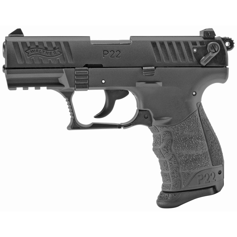 Walther P22Q, Semi-automatic, Double Action, Compact, 22LR, 3.4" Barrel, Polymer Frame, Tungsten Gray Finish, 10 Rd, 2 Magazine