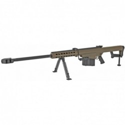 View 3 - Barrett 82A1, Semi-automatic, 50BMG, 29" Fluted Barrel, FDE Finish, Synthetic Stock, 10Rd, Carry Case, 1 Magazine, Monopod Incl