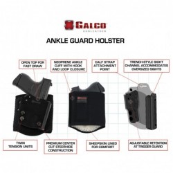 View 3 - Galco Ankle Guard (Ankle Holster), Right Hand, Fits Glock 43/43X, Black Leather Finish AGD800B