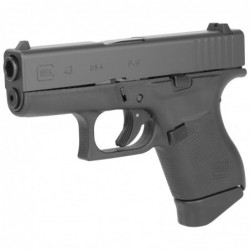 View 3 - Glock 43, Striker Fired, Sub Compact, 9MM, 3.41" Barrel, Polymer Frame, Matte Finish, Fixed Sights, 6Rd, 2 Magazines UI4350201