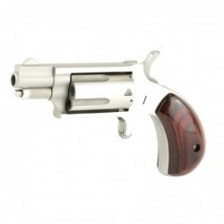 View 3 - North American Arms Mini Revolver, Single Action, 22LR/22WMR, 1.125" Barrel, Steel Frame, Stainless Finish, Wood Grips, Fixed S