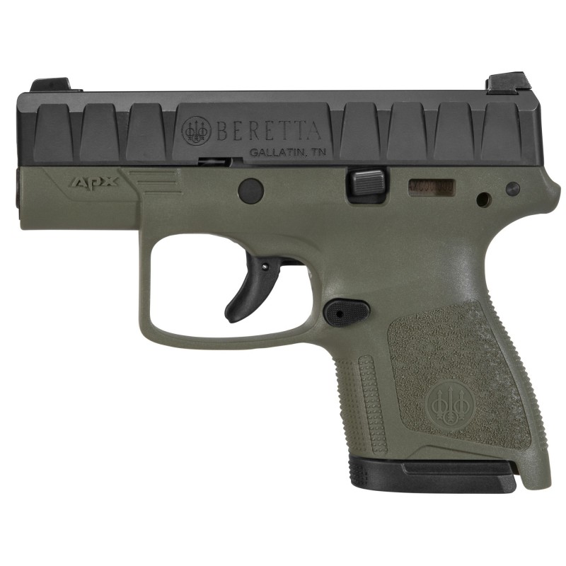 Beretta APX Carry, Semi-automatic, Striker Fired, Sub Compact, 9MM, 3.07" Barrel, 2 Mags, Modular Polymer Frame, OD Green Finis