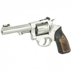 View 3 - Ruger SP101, Double-Action Revolver, 22 LR, 4.2" Barrel, Satin Stainless Finish, Stainless Steel, Black Rubber & Engraved Wood