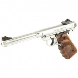 View 3 - Ruger Mark IV Hunter, Semi-Automatic, 22LR, 6.9" Barrel, Stainless Frame, Satin Finish, Laminate Finger Groove Grips, Fluted Bu