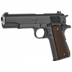 View 3 - Springfield Mil-Spec, 1911, Full Size, 45ACP, 5" Match Grade Barrel, Steel Frame, Parkerized Finish, Wood Grips, 3-Dot Combat S