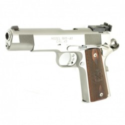 View 3 - Springfield Target, 1911, Full Size Pistol, Semi-automatic, 45ACP, 5" Barrel, Stainless Steel Finish, Wood Grips, 7Rd, Adjustab