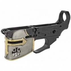 View 3 - Spike's Tactical Rare Breed Crusader with Painted Helmet, Semi-automatic, Stripped Lower, 223 Rem/556NATO, Crusader Distressed