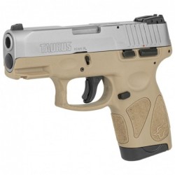 View 3 - Taurus G2S, Semi-automatic, Sub Compact Pistol, 9MM, 3.25" Barrel, Polymer Frame, Tan/Stainless Finish, Adjustable Sights, 7Rd,