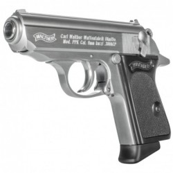 View 3 - Walther PPK, 380ACP, 3.6" Barrel, Steel Frame, Stainless Finish, Fixed Sights, 6Rd, 2 Magazines 4796001