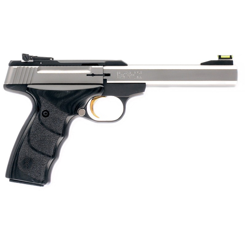 Browning Buck Mark, Plus, Semi-Automatic, 22LR, 5.5" Barrel, Aluminum Frame, Stainless Finish, UDX Grip, 10Rd, Fiber Optic Fron