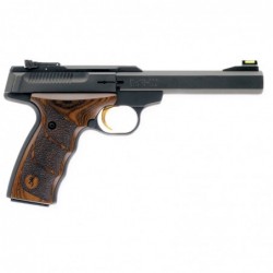 Browning Buck Mark Plus, Semi-Automatic Pistol, 22LR, 5.5" Barrel, Aluminum Frame, Matte Black, Wood Grips, Fiber Optic Front S