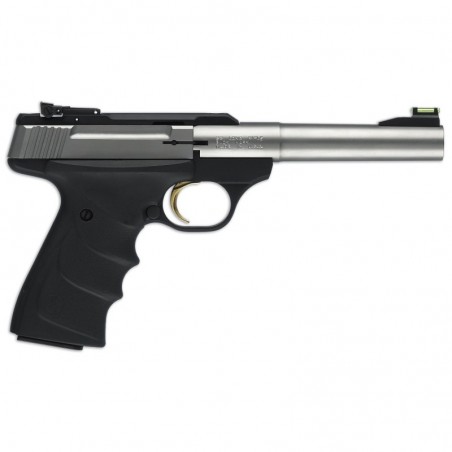 Browning Buck Mark, Camper, Semi-automatic, 22LR, 5.5" Barrel, Aluminum Frame, Stainless Finish, URX Grip, 10Rd, Fiber Optic Fr