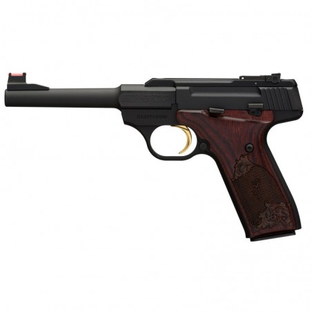 Browning Buck Mark, Challenge, Semi-automatic, 22LR, 5.5" Barrel, Aluminum Frame, Black Finish, Rosewood Grips, 10Rd, Fiber Opt