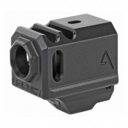 View 1 - Agency Arms Glock 43 Compensator, Features two chamber design-2 vertical ports and 2 side venting ports, Front sight hole, Two