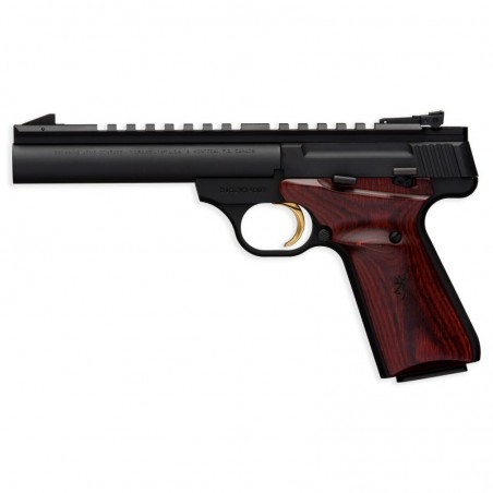 Browning Buck Mark, Field Target, Semi-automatic, 22LR, 5.5" Bull Barrel, Aluminum Frame, Black Finish, Cocobolo Grips, 10Rd 05