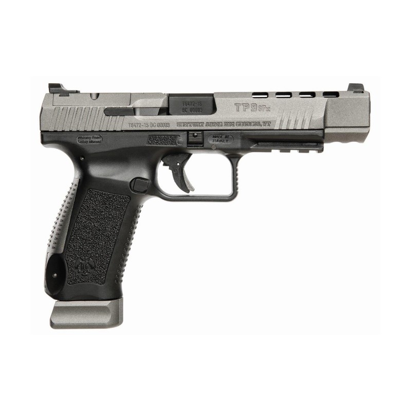 CANIK TP9SFx, Striker Fired, 9MM, 5.2" Match Grade Barrel, Polymer Frame, Tungsten Grey Finish, Warren Tactical Sights, Include