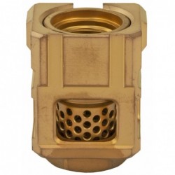 View 2 - Chaos Gear Supply Qube Compensator, Gold/Gold Finish, 1/2X28 Thread Pitch QUBECOMPGLDGLD