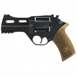 Chiappa Firearms Rhino 40DS Revolver, DA/SA, 9MM, 4" Barrel, Alloy, Black Finish, Walnut Grips, 6Rd, 3 Moon Clips, Fiber optic