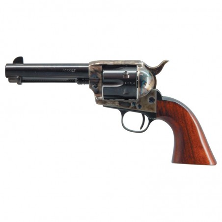 Cimarron Model P, Single Action Army, 45LC, 4.75" Barrel, Steel Frame, Case Hardened Finish, Wood Grips, Fixed Sights, 6Rd MP41