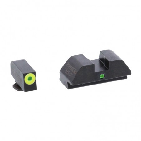 AmeriGlo I-Dot, Sight, Fits Glock 42 and 43, Green Tritium Lime Green LumiLime Outline Front with Green Rear GL-305