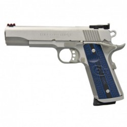 Colt's Manufacturing Gold Cup Trophy, Semi-automatic, 9mm, 5" Barrel, Steel Frame, Stainless Finish, G10 Checkered Blue Grips w