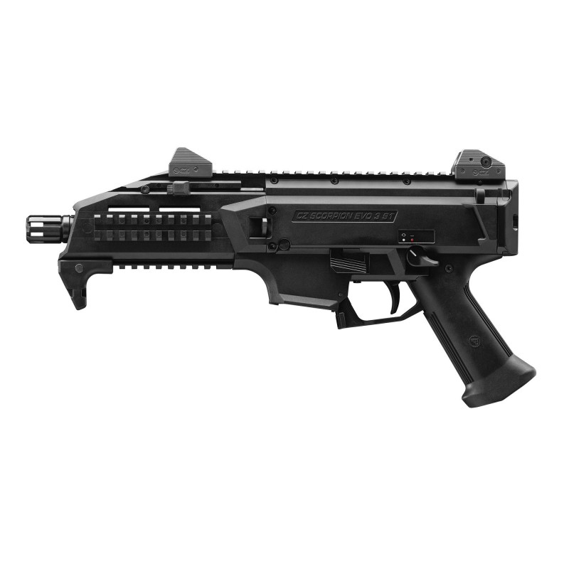 CZ Scorpion EVO 3 S1, 9MM, Semi-automatic, 7.7" Threaded Barrel, 1/2X28 Thread Pitch, Polymer Frame, Black Finish, 10 Rounds 01