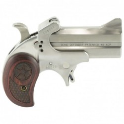 View 2 - Bond Arms Cowboy Defender Derringer 45 ACP 3" Silver Rosewood 2Rd Without Trigger Guard Ambidextrous 21oz CD45ACP Stainless Ste