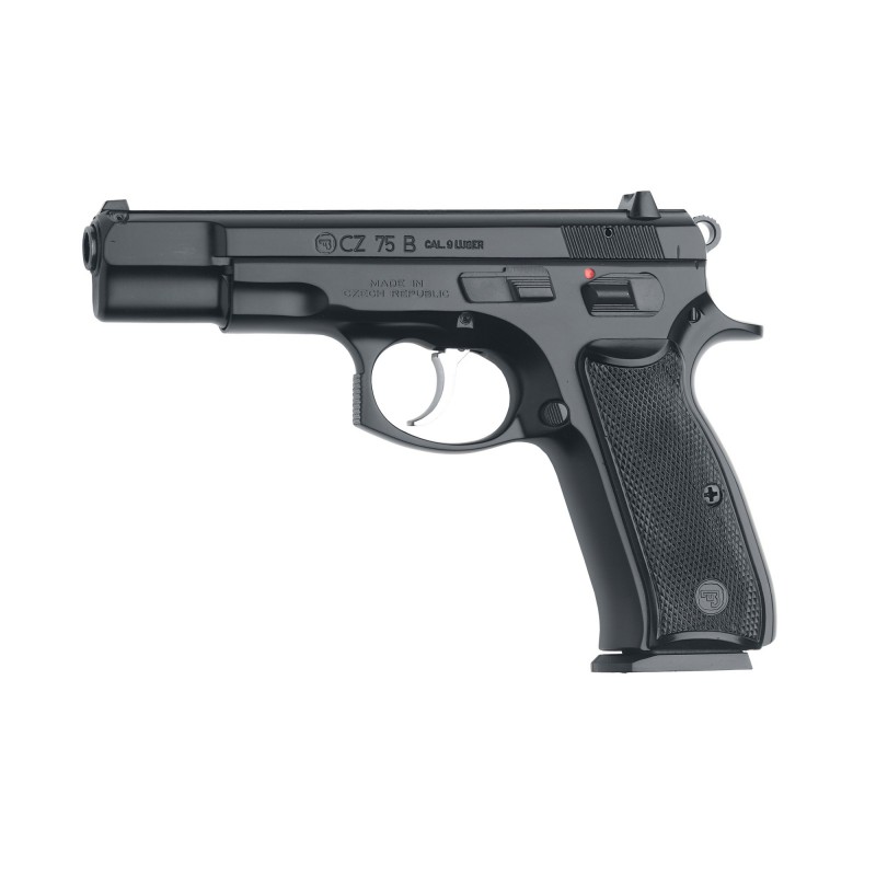 CZ 75 B, Semi-Automatic, DA/SA, Full Size, 9MM, 4.6"  Cold Hammer Forged Barrel, Steel Frame, Black Finish, Plastic Grips, Fixe