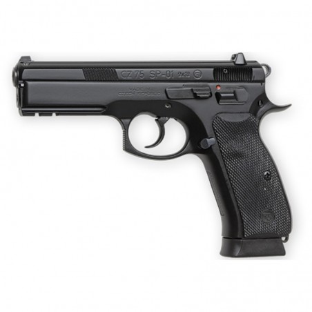 CZ 75 SP-01, Semi-Automatic, DA/SA, Full Size, 9MM, 4.6" Cold Hammer Forged Barrel, Steel Frame, Black Finish, Rubber Grips, Fi