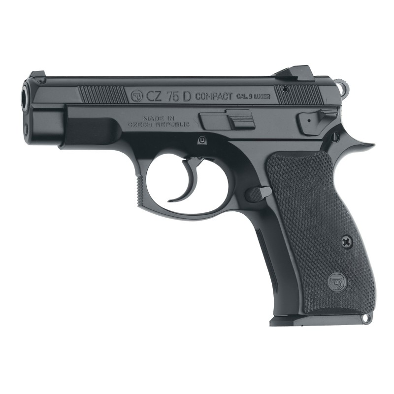 CZ 75 D PCR Compact, Semi-Automatic, DA/SA, Compact, 9MM, 3.75" Cold Hammer Forged Barrel, Alloy Frame, Black Finish, Rubber Gr