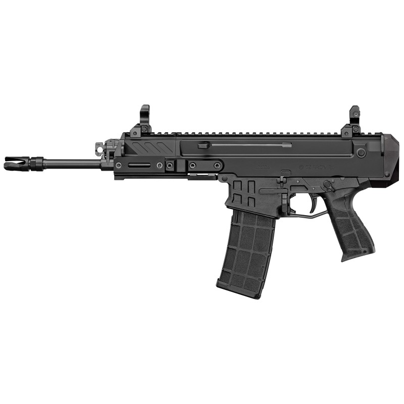 CZ BREN, 2, 556NATO, 11" Barrel, Aluminum Frame, Polymer Grips, Manual Safety, Full Size, Iron Sights, 30Rd, Semi-automatic, Bl