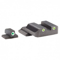 View 1 - AmeriGlo Bowie Tactical 3 Dot Sights for All S&W M&P (Except Pro & "L" Models), Green with White Outline, Front and Rear Sights
