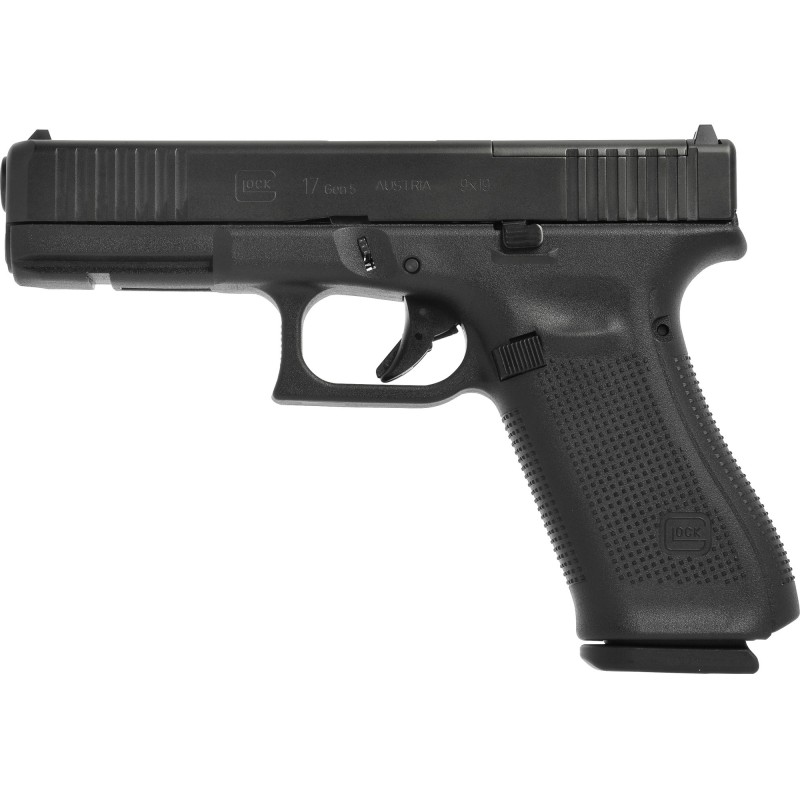 Glock 17 M.O.S. GEN 5 Semi-automatic Striker Fired Full Size 9MM 4.49" Black Interchangeable 15 Rounds 3 Mags Front Serrations