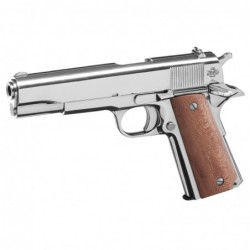 View 2 - Armscor Rock Island 1911, Full Size, 38 Super, 5" Barrel, Steel Frame, Polished Nickel Finish, Wood Grips, Fixed Sights, 9Rd, 1