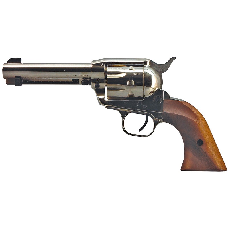 European American Armory Bounty Hunter, Single Action Army, 22LR & 22WMR, 4.75" Barrel, Alloy Frame, Nickel Finish, Walnut Grip