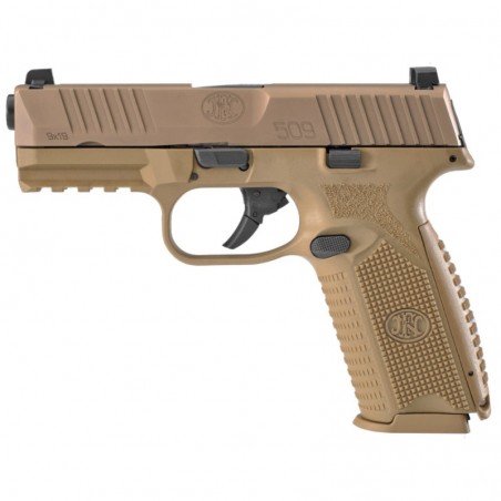 FN America FN 509, Semi-automatic, Striker Fired, Full Size, 9MM, 4" Barrel, Polymer Frame, FDE Finish, 2-17Rd Magazines, 3 Dot