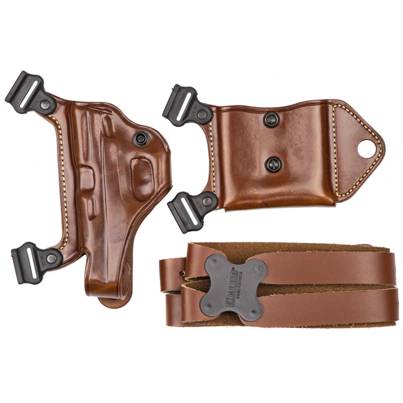 Galco Miami Classic II Shoulder Holster, Right Hand, Fits Glock 43/43X/48, Mossberg MC1SC, S&W M&P Shield 9/40/2.0 9/40,Tan Lea