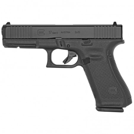 Glock 17 Gen5, Striker Fired, Full Size, 9MM, 4.49" Marksman Barrel, Polymer Frame, Matte Finish, Fixed Sights, 10Rd, 3 Magazin