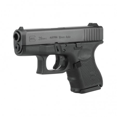 Glock 29 Gen4, Striker Fired, Sub Compact, 10MM, 3.78" Barrel, Polymer Frame, Matte Finish, Fixed Sights, 10Rd, 3 Magazines PG2