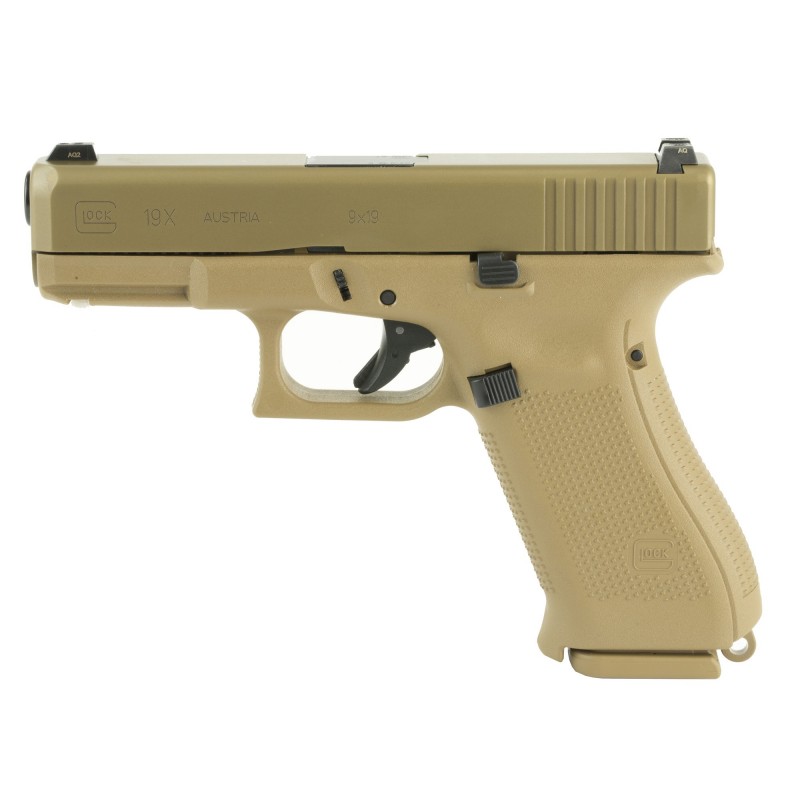 Glock 19X, Striker Fired, Compact, 9MM, 4.02" Marksman Barrel, Polymer Frame, Coyote Finish, Glock Night Sights, Coyote Color P