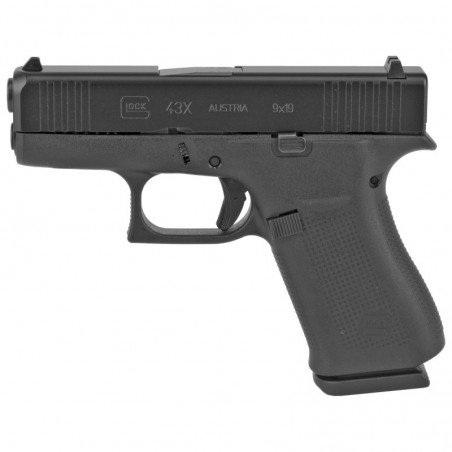 Glock 43X, Semi-automatic Pistol, Striker Fired, Sub-Compact, 9MM, 3.41" Barrel, Polymer Frame, Black Finish, Fixed Sights, 10R