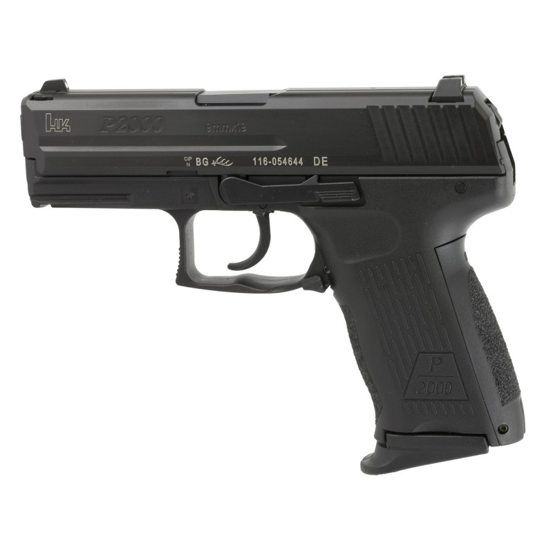 HK P2000, V2, LEM Double Action Only, Compact, 9MM, 3.66" Barrel, Polymer Frame, Black Finish, 3 Dot Sights, 13Rd, 2 Magazines